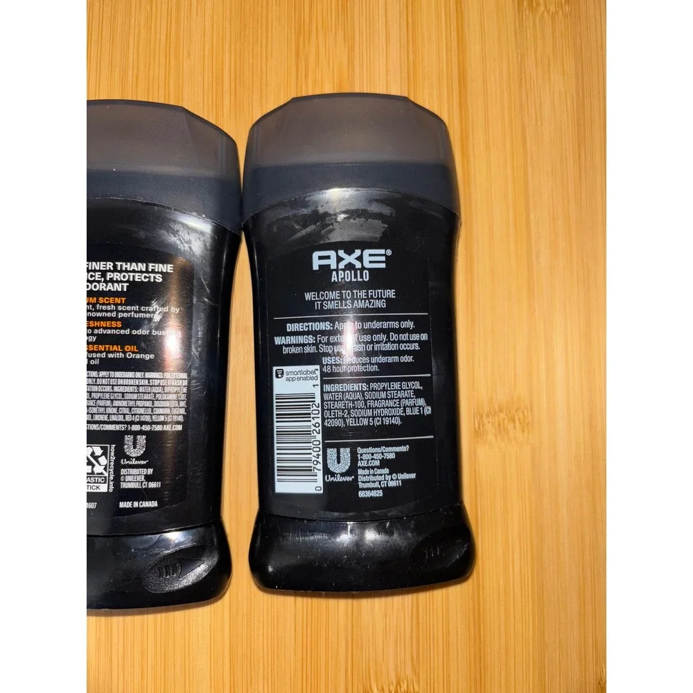 AXE Deodorant Lot of 3 Men Blue Lavender Black Vanilla Apollo Aluminum Free 3oz